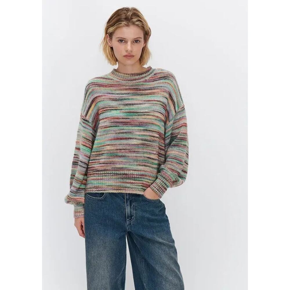 Ghanda Women's Northern Lights Melange Norway Knit High neck Sweater Size Medium - Picture 3 of 6